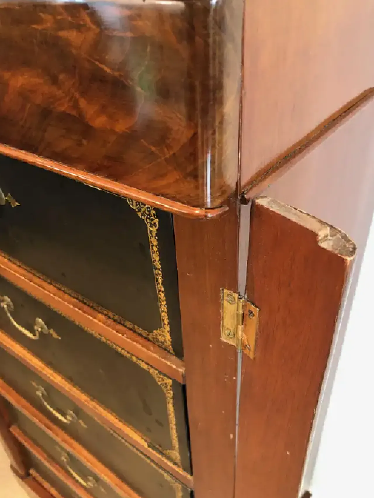 Mobili per notai in mogano e pelle, anni '50 13