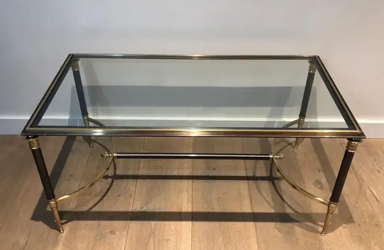Brushed steel and brass coffee table by Maison Jansen, 1940s 3