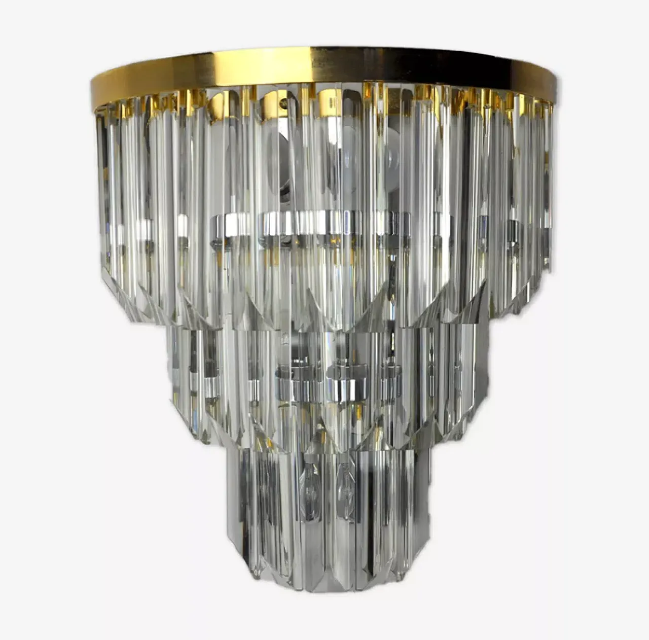 Applique in vetro di Murano e metallo dorato di Venini, anni '70 1