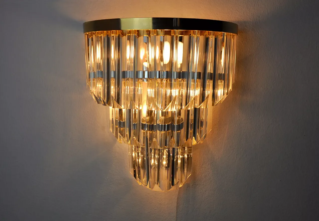 Applique in vetro di Murano e metallo dorato di Venini, anni '70 5