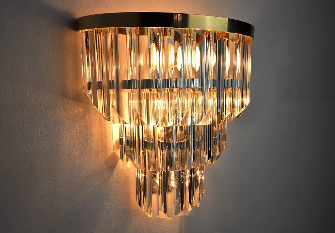 Applique in vetro di Murano e metallo dorato di Venini, anni '70 7