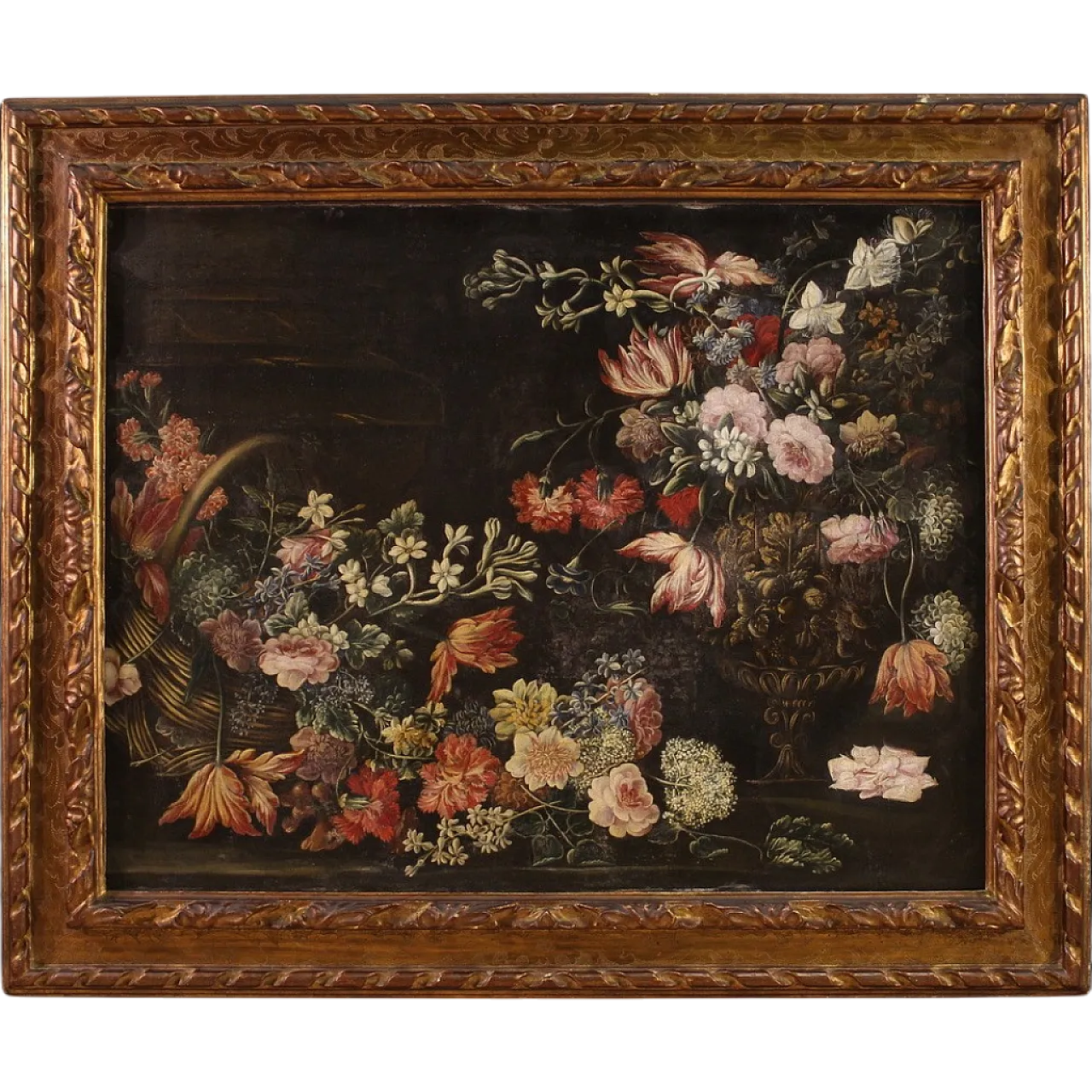 Italian Baroque Still life painting, oil on canvas, 17th century 17