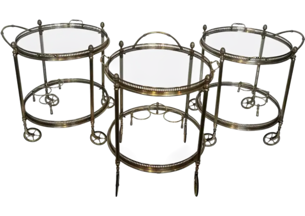 3 Carrelli in ottone argentato della Maison Bagués, anni '40 13