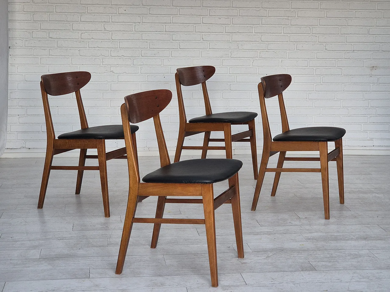 4 Danish dining chairs by Farstrup, bent teak wood, 1960s 1