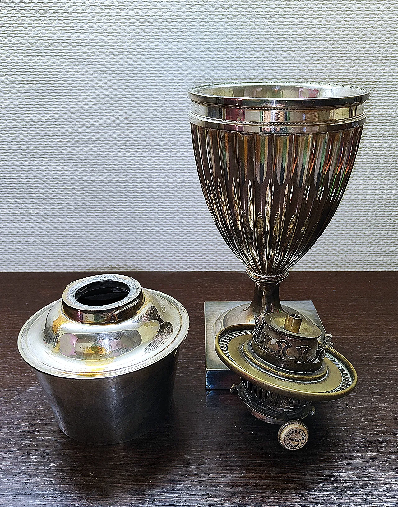 Struttura di lampada ad olio vittoriana in silver. Inghilterra 6