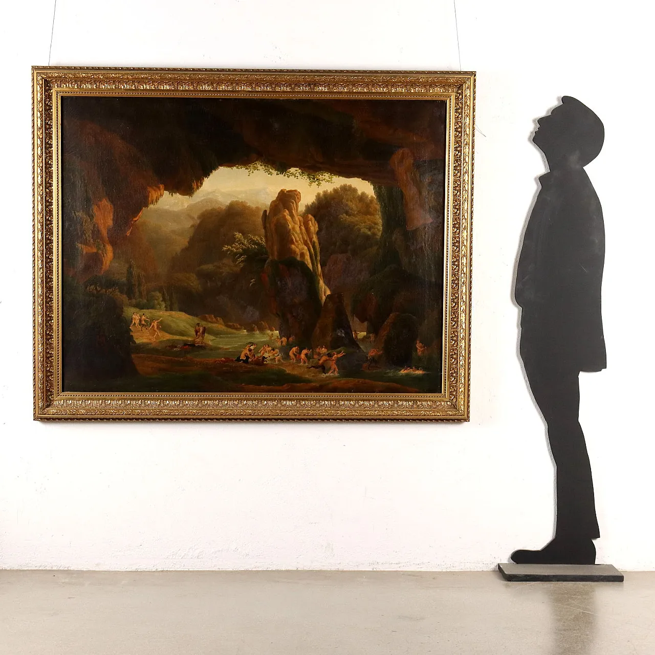 Attributed to Hippolyte Lebrun, The bath of nymphs disturbed by satyrs, oil on canvas, 19th century 2