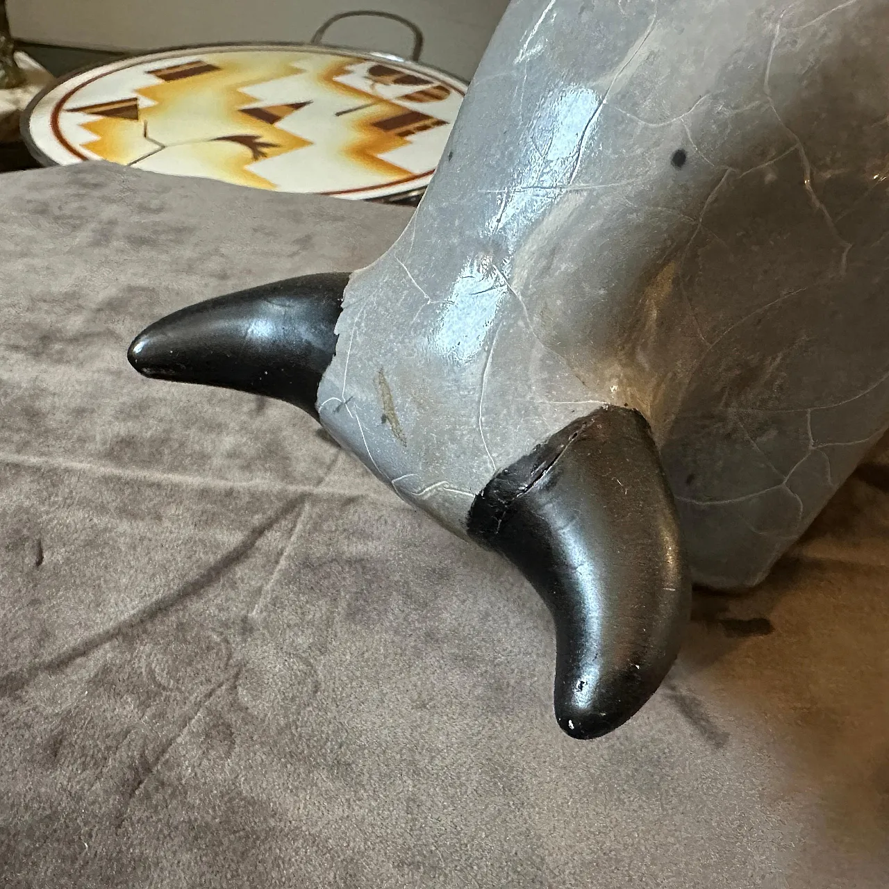 Modernist bull in grey and black lava ceramic, 1980s 5