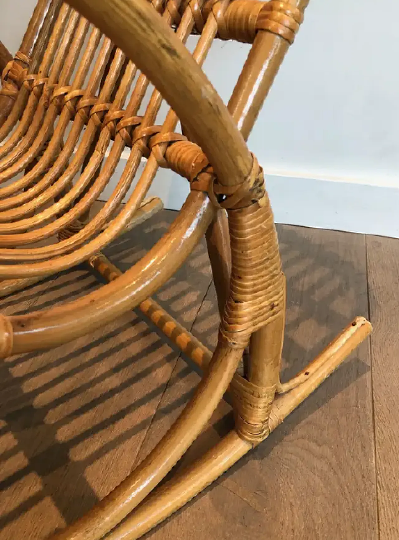 Sedia a dondolo in rattan per bambini, anni '70 14