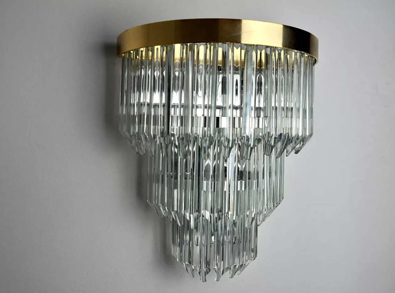 Single wall lamp in glass and metal by Venini, 1970s 3