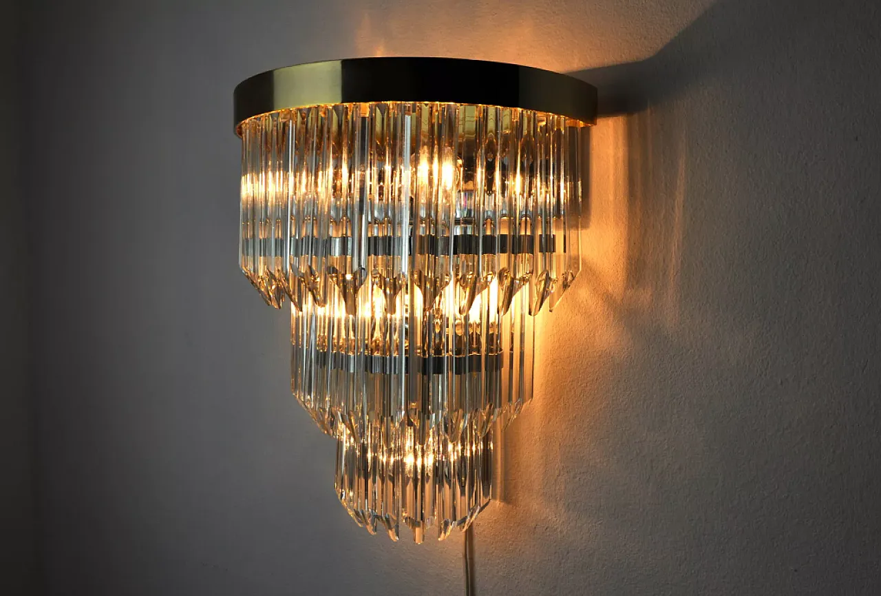 Single wall lamp in glass and metal by Venini, 1970s 5