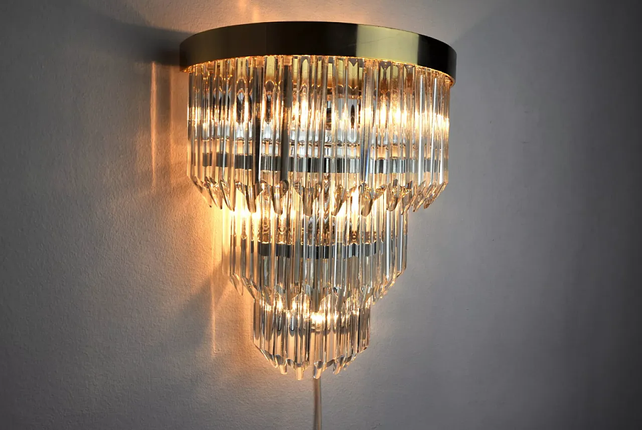 Single wall lamp in glass and metal by Venini, 1970s 6