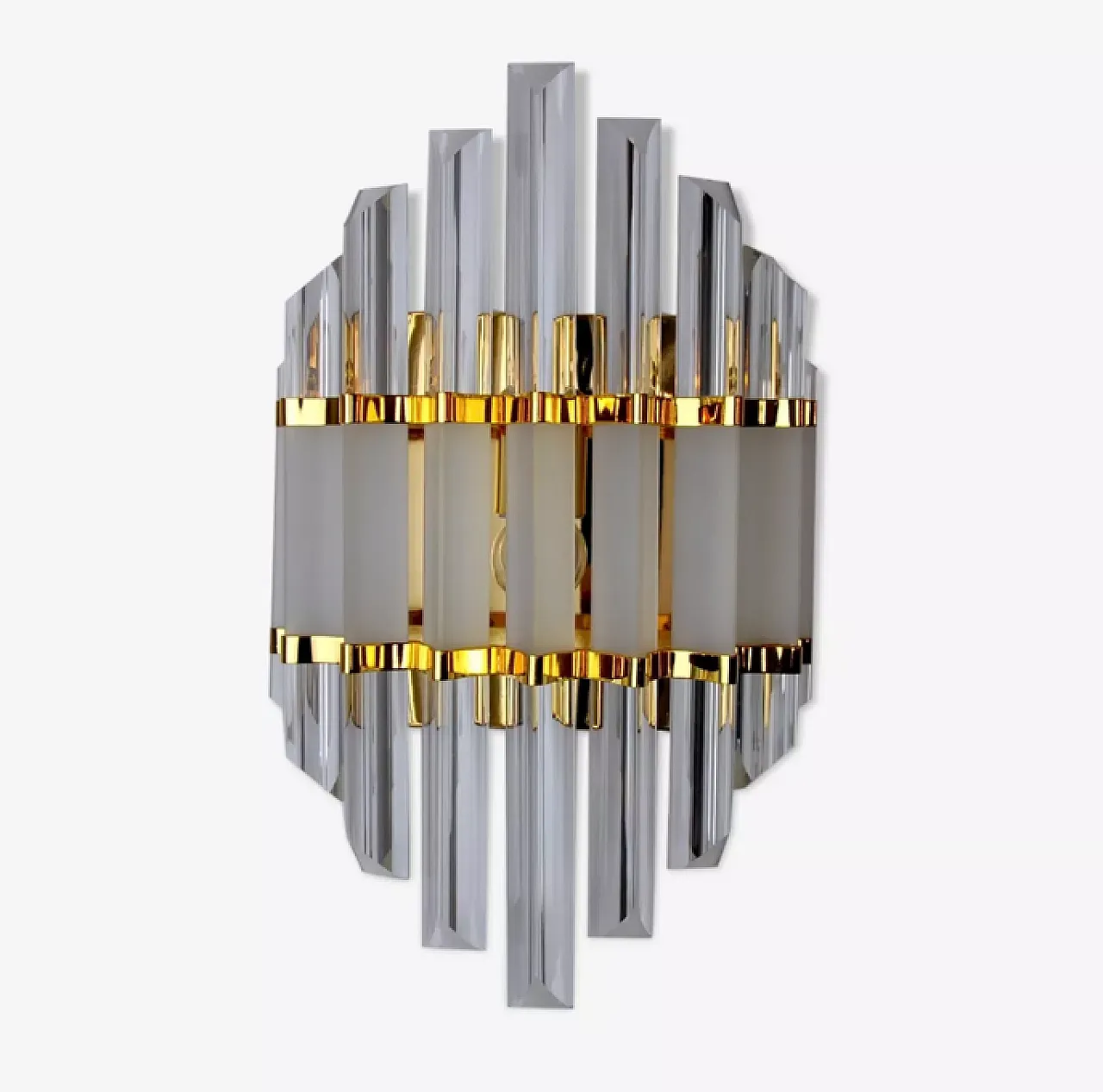 Venini wall lamp in glass and gilded metal, 1970s 1