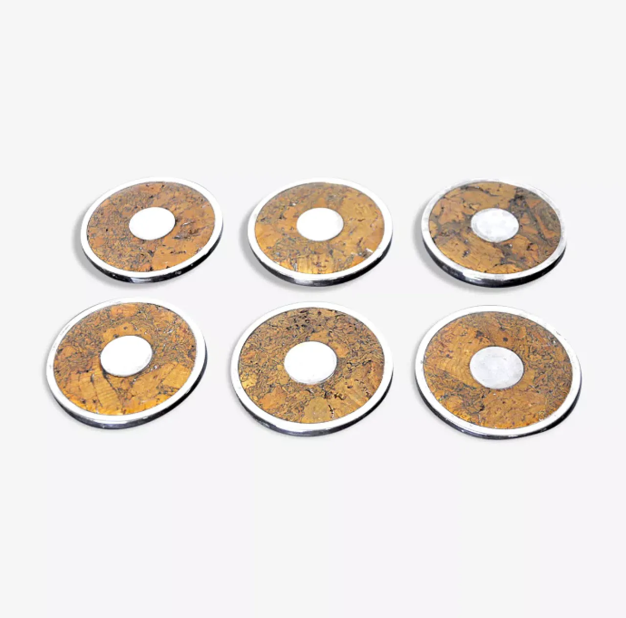 6 sottobicchieri in metallo di Valenti, anni '70 1