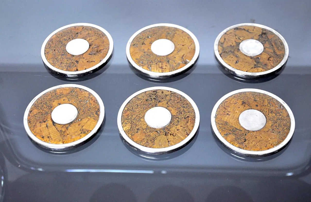 6 sottobicchieri in metallo di Valenti, anni '70 2