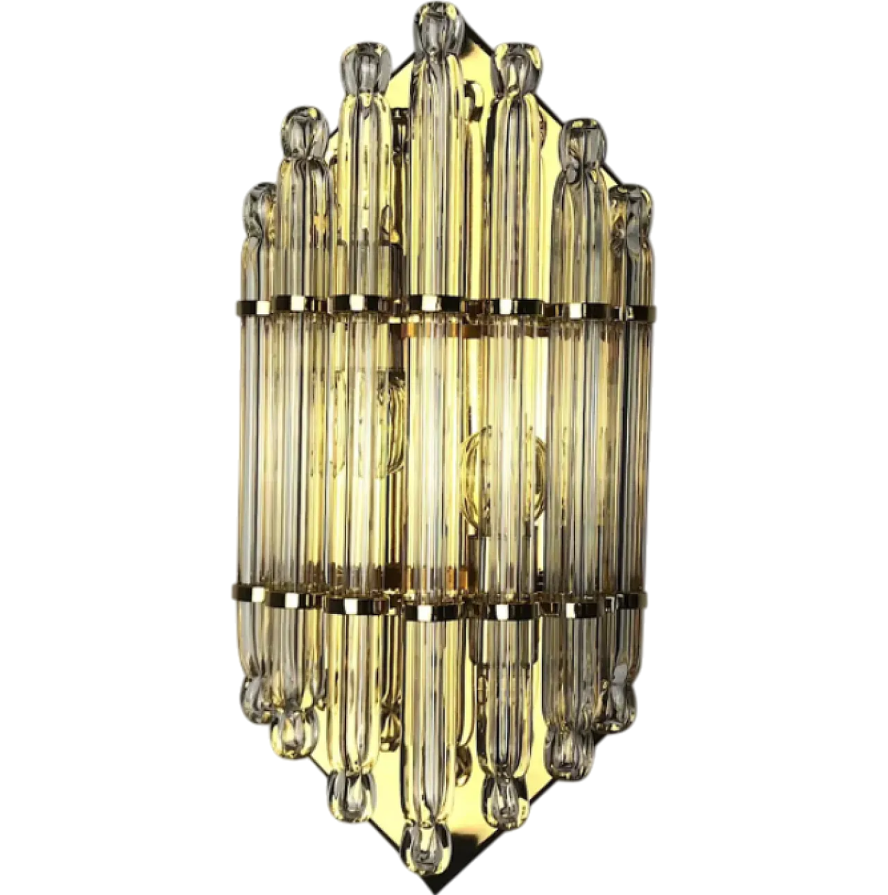 Bevelled glass and metal wall lamp by Venini, 1970s 7