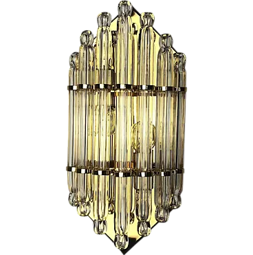 Bevelled glass and metal wall lamp by Venini, 1970s
