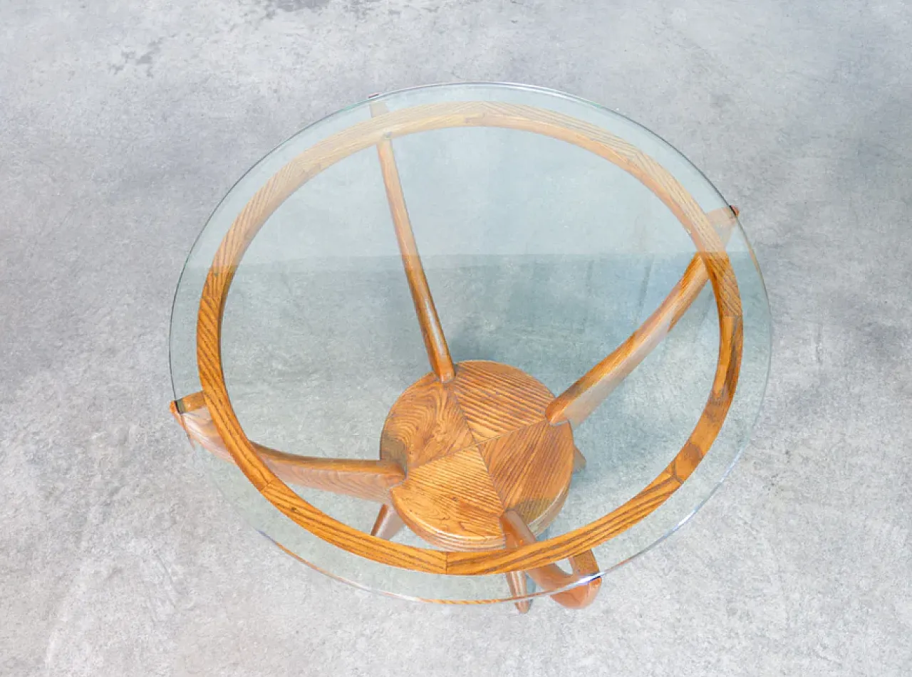 Tavolino da fumo in legno e vetro, anni '50 3