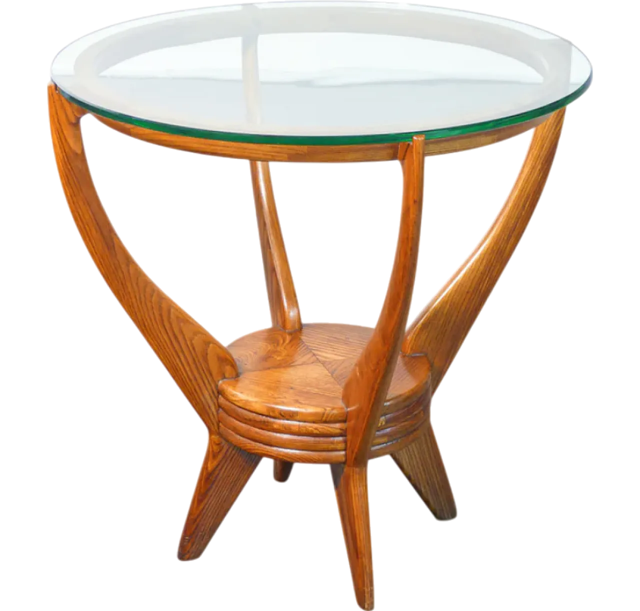 Tavolino da fumo in legno e vetro, anni '50 8