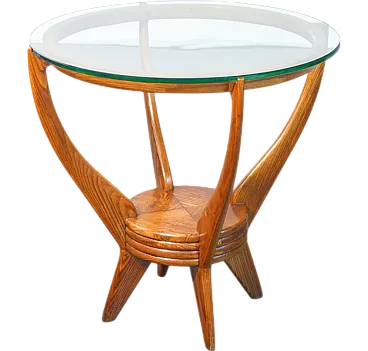 Tavolino da fumo in legno e vetro, anni '50