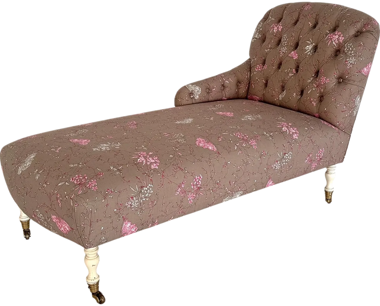 Victorian chaise longue with capitonné upholstery, 1950s 25