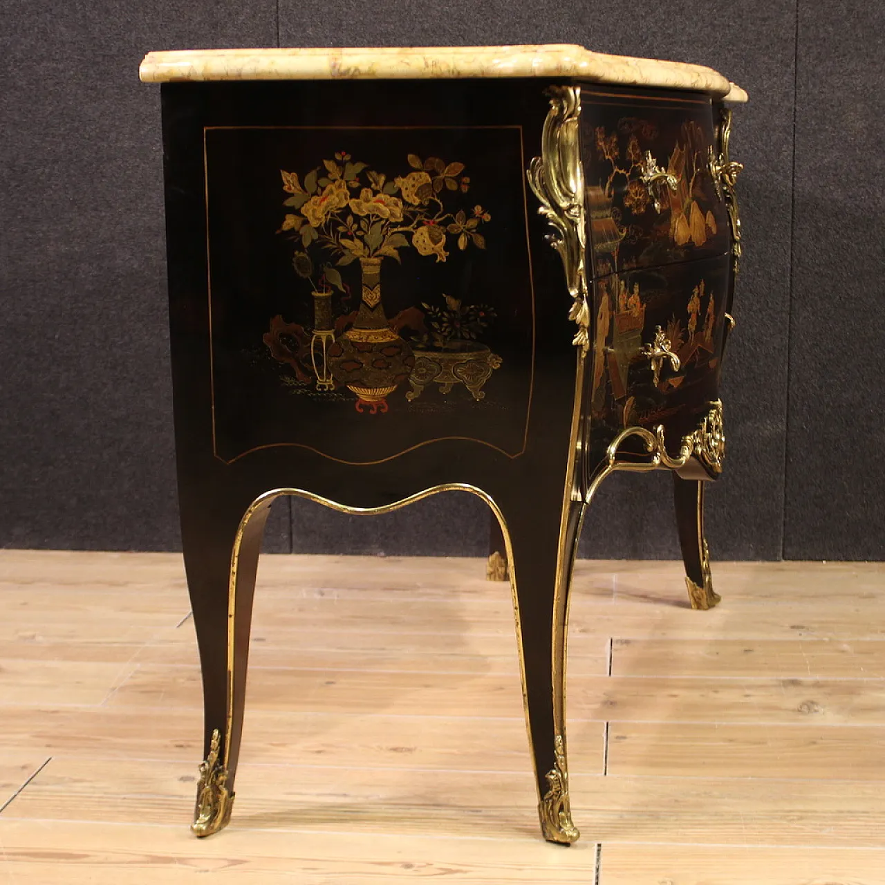 Comò in stile Luigi XV laccato a chinoiserie, '900 7