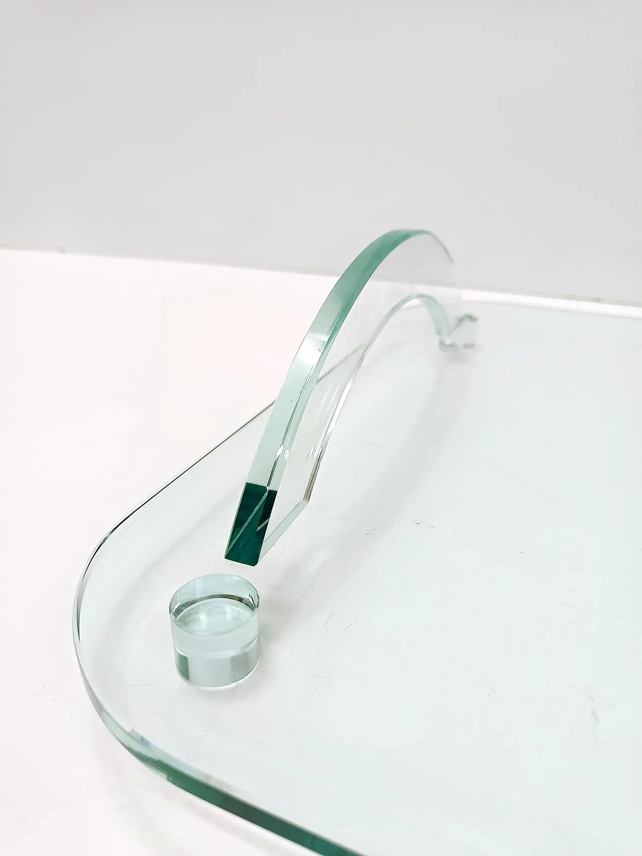 Vassoio in vetro trasparente nello stile di Fontana Arte, anni '80 9