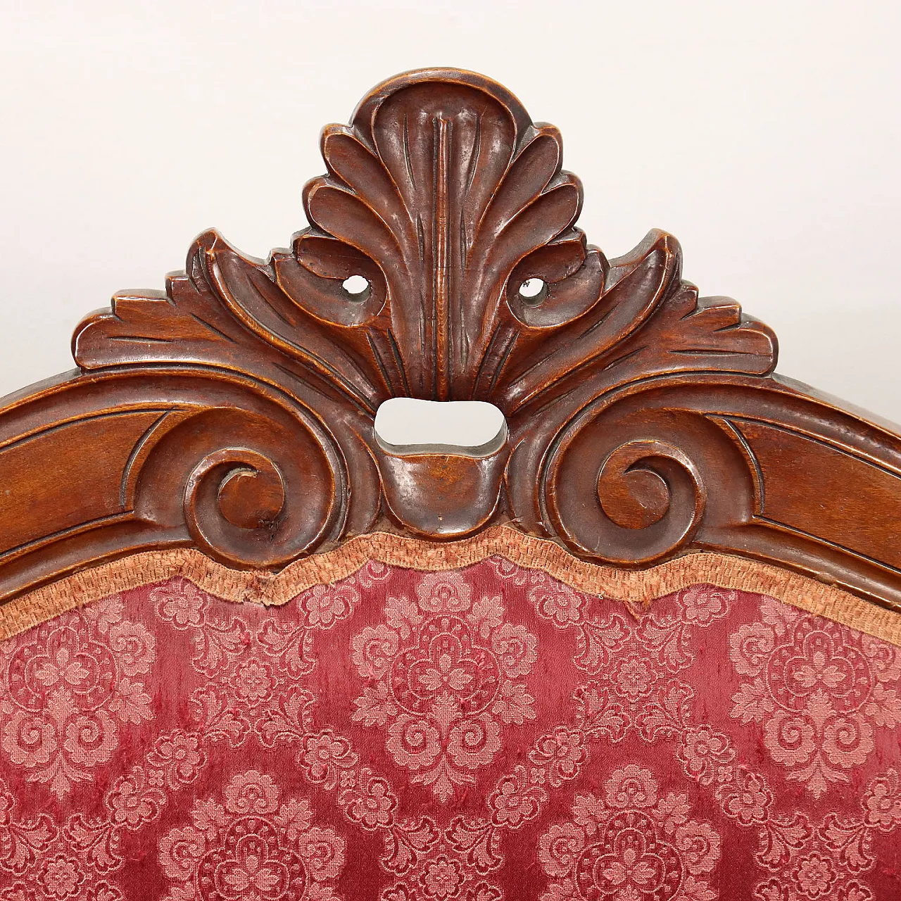 Louis Philippe boat-shaped sofa in beech & damask fabric, 19th century 4