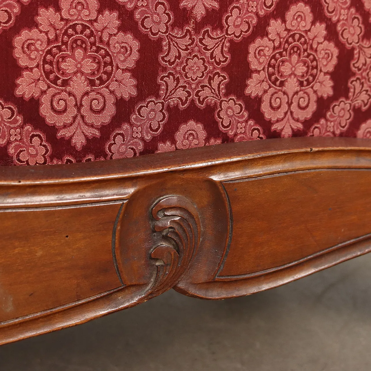 Louis Philippe boat-shaped sofa in beech & damask fabric, 19th century 9