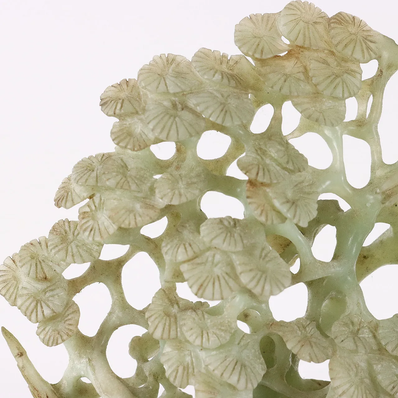 Scultura cinese di pino e aironi in pietra saponaria 6