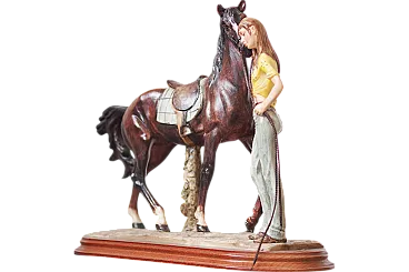 A. Saulini ceramic sculpture of Horse and Woman, 1970s