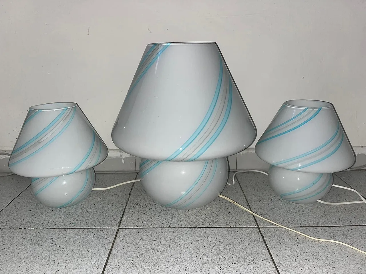 Tris funghi in vetro di Murano, anni '70 9