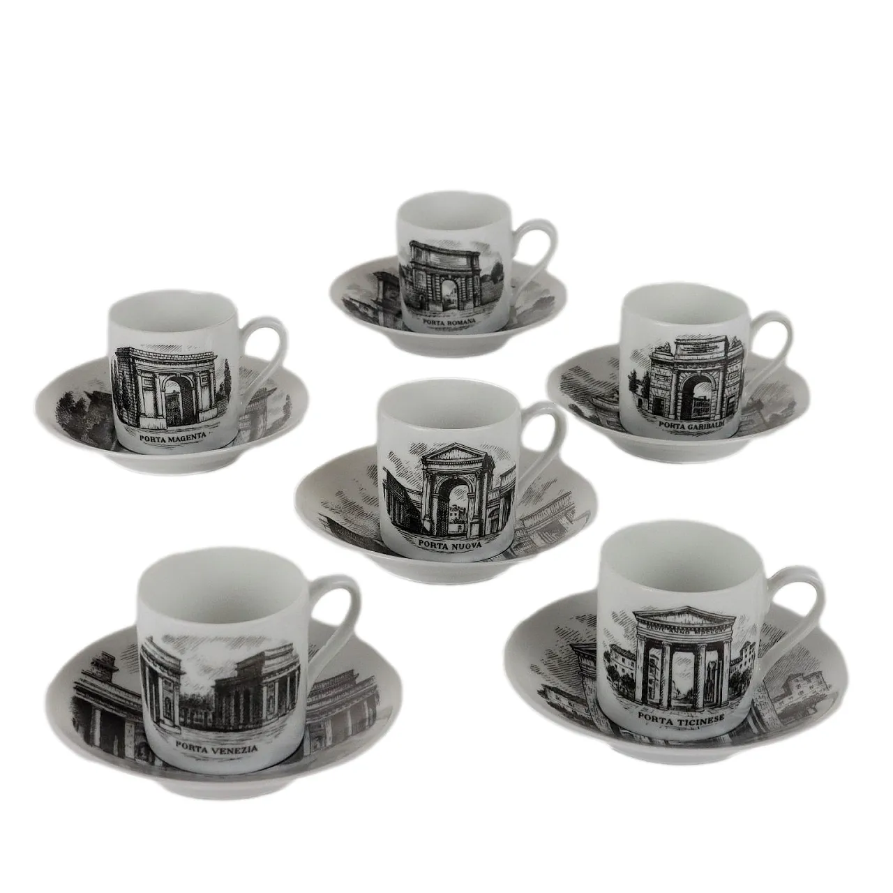Sei Tazze da Caffè Piero Fornasetti Milano 1