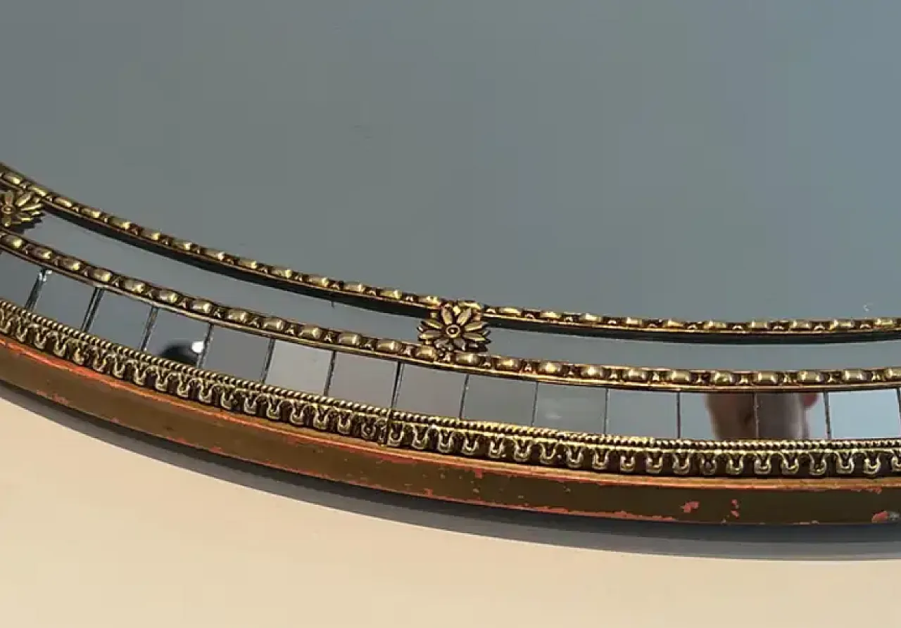 Specchio ovale multifacciale con ghirlande in ottone, anni '70 5