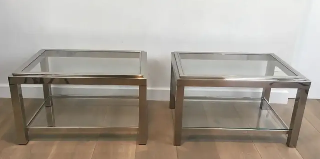 Pair of chrome side tables, 1970s 2