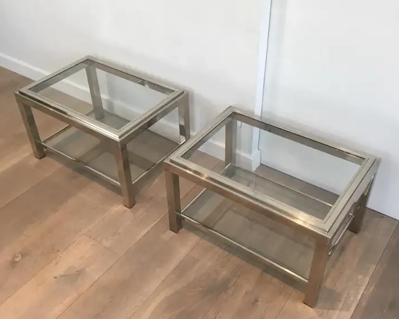 Pair of chrome side tables, 1970s 3