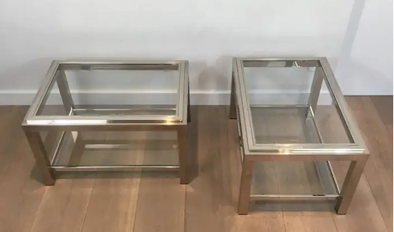 Pair of chrome side tables, 1970s 4