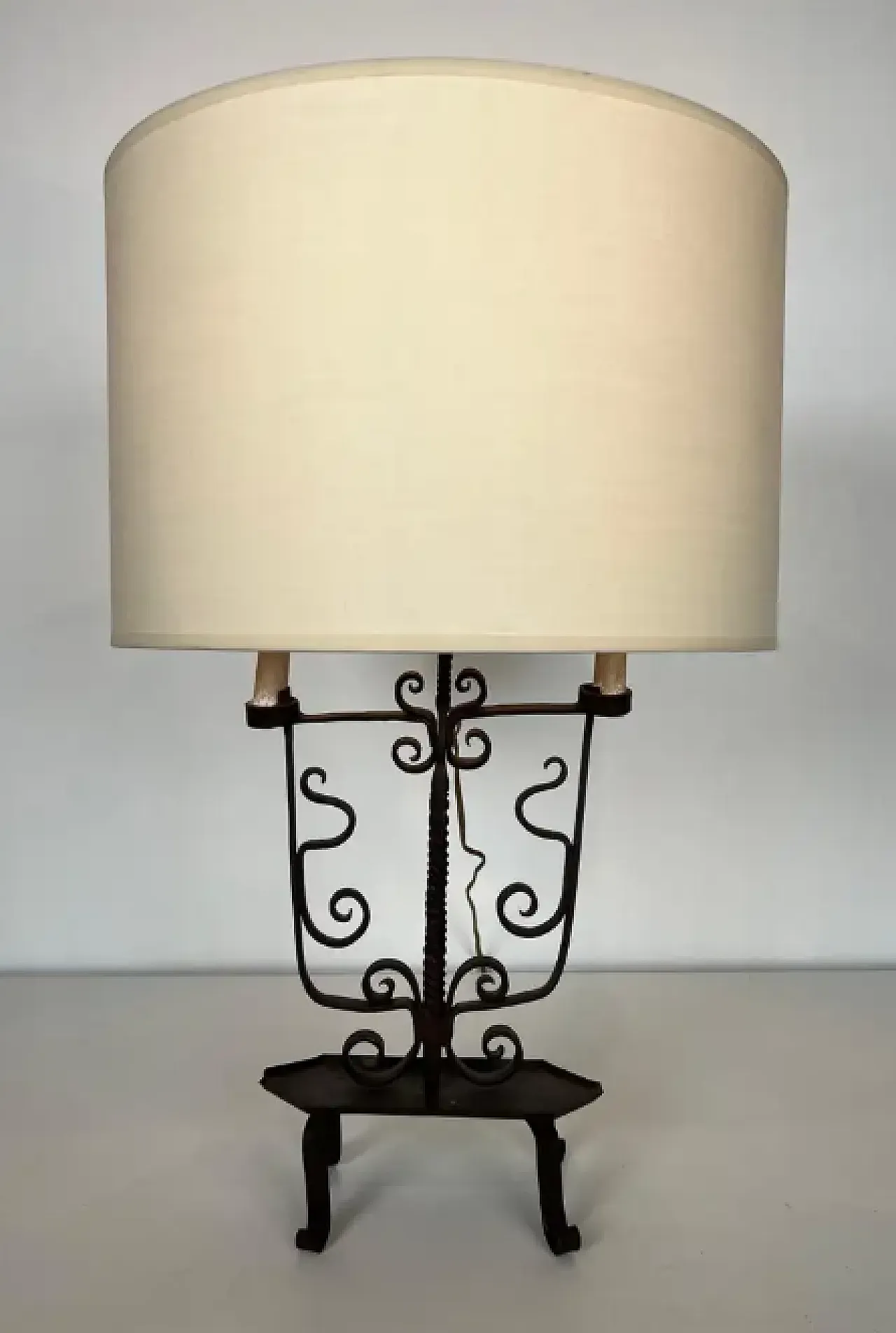 Candeliere a 6 luci in ferro battuto, anni '50 3