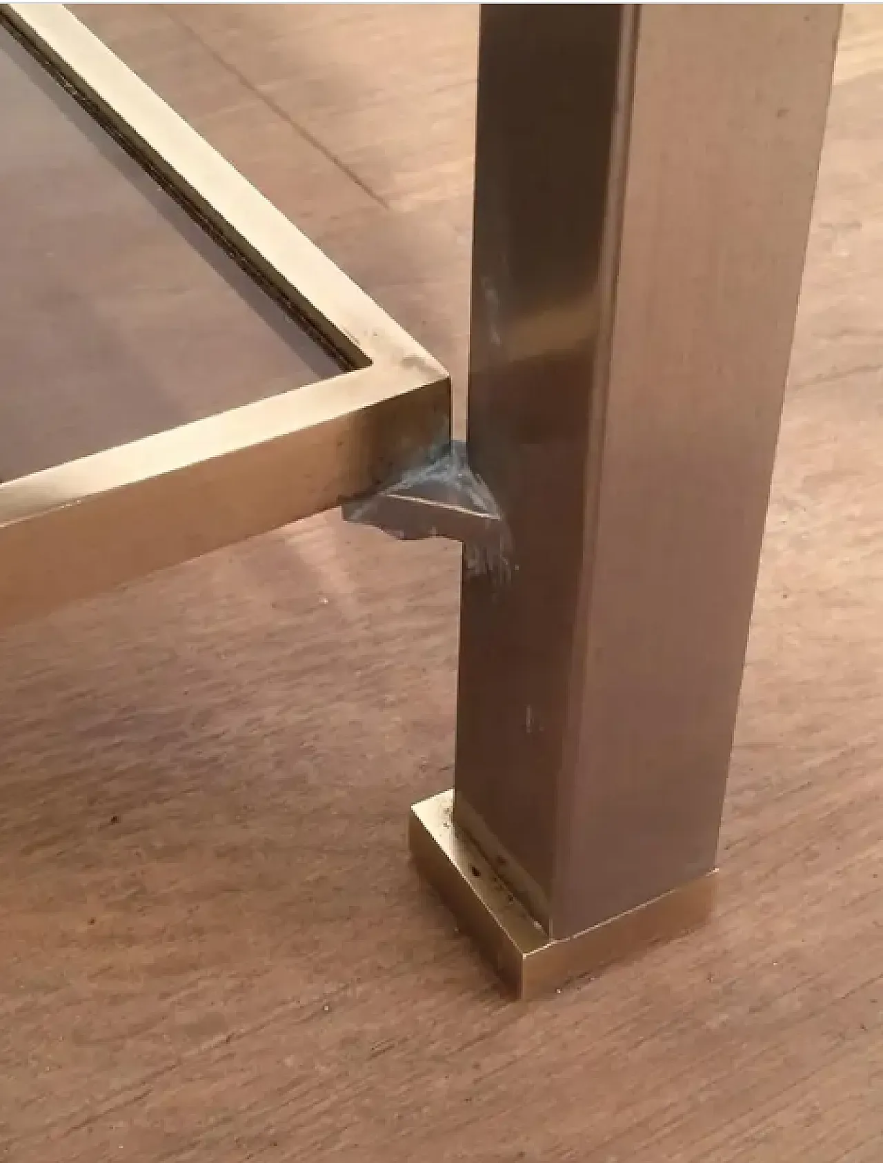 Tavolo in acciaio e ottone di Guy Lefèvre per Maison Jansen, anni '70 5