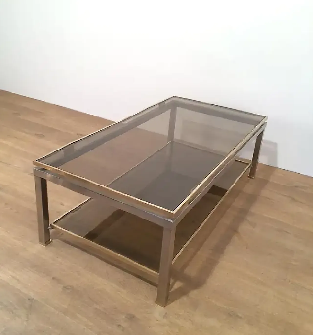 Tavolo in acciaio e ottone di Guy Lefèvre per Maison Jansen, anni '70 7