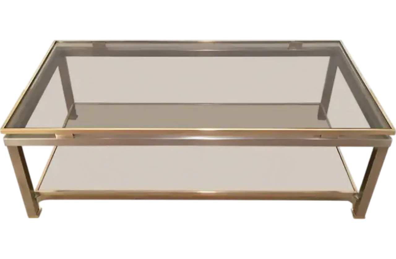 Tavolo in acciaio e ottone di Guy Lefèvre per Maison Jansen, anni '70 8