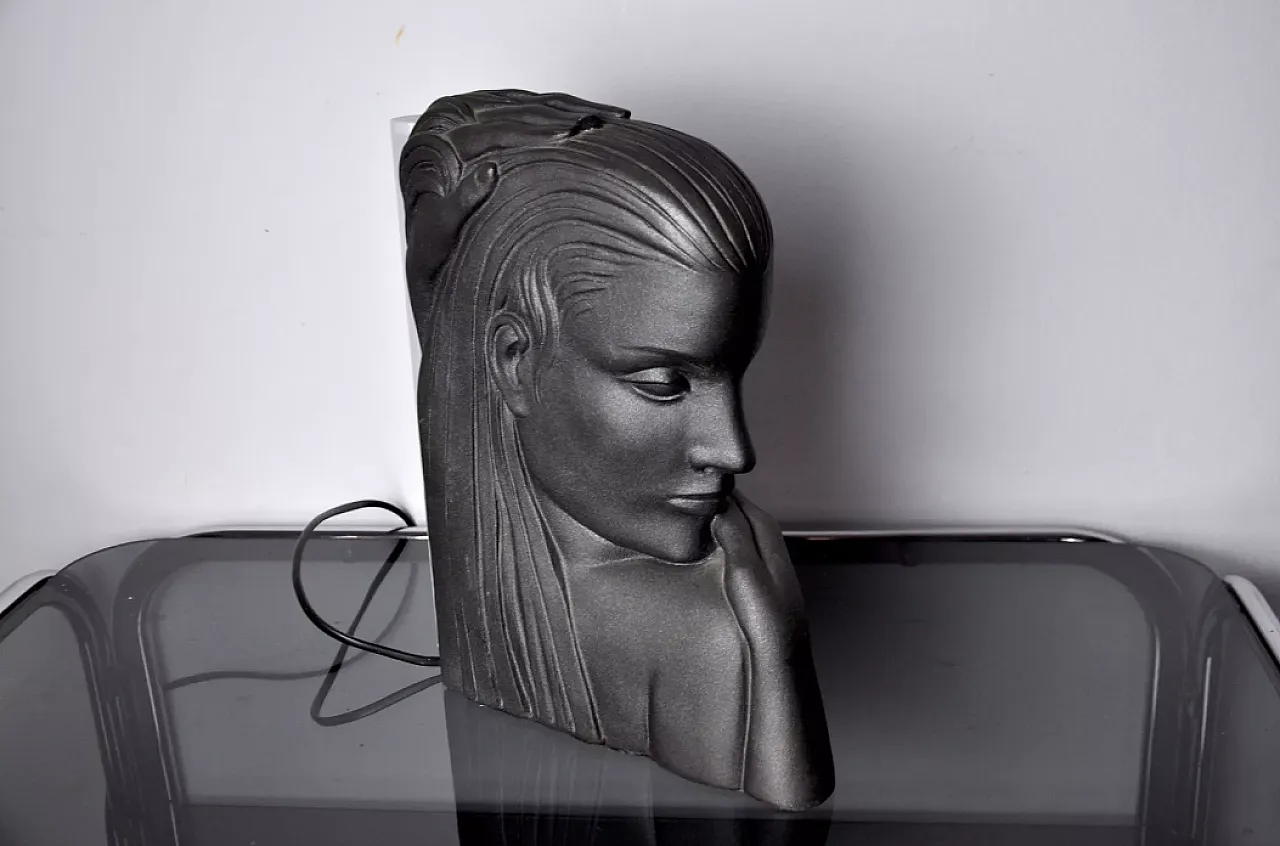 Plaster bust lamp of a woman, 1970s 2