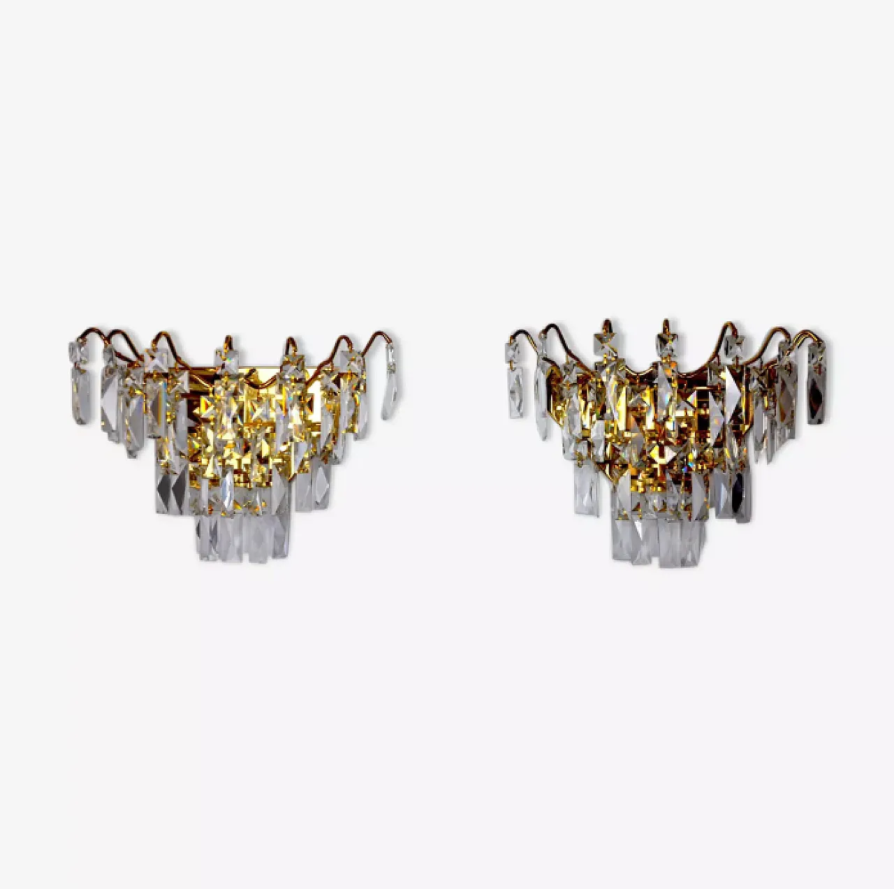 Pair of Regency wall lights with ground crystal, 1980s 1
