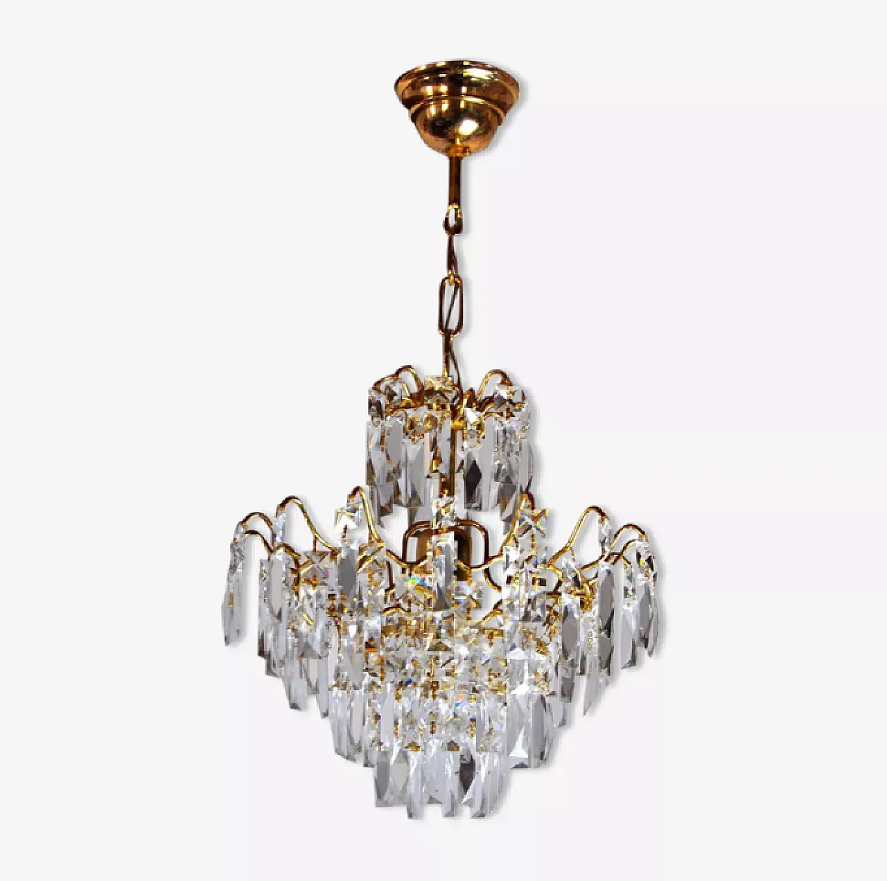 Pair of wall lights with ground crystal, 1980s 1