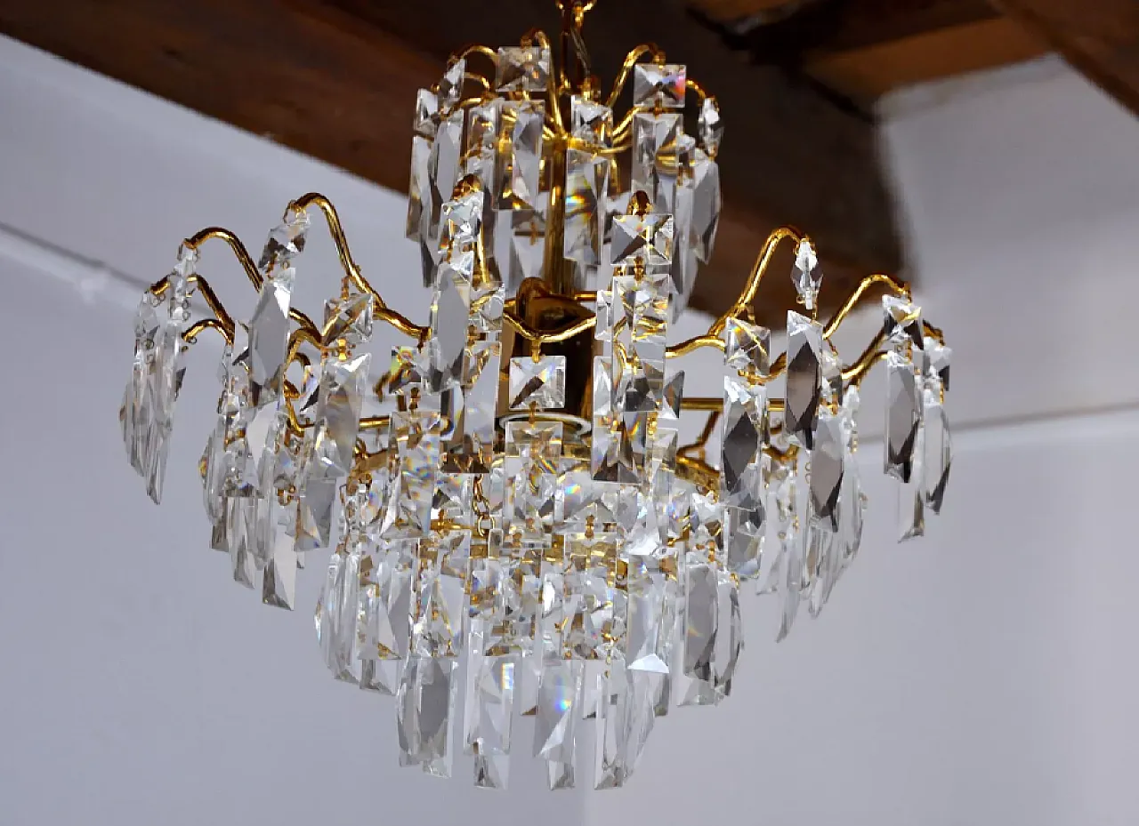 Pair of wall lights with ground crystal, 1980s 3