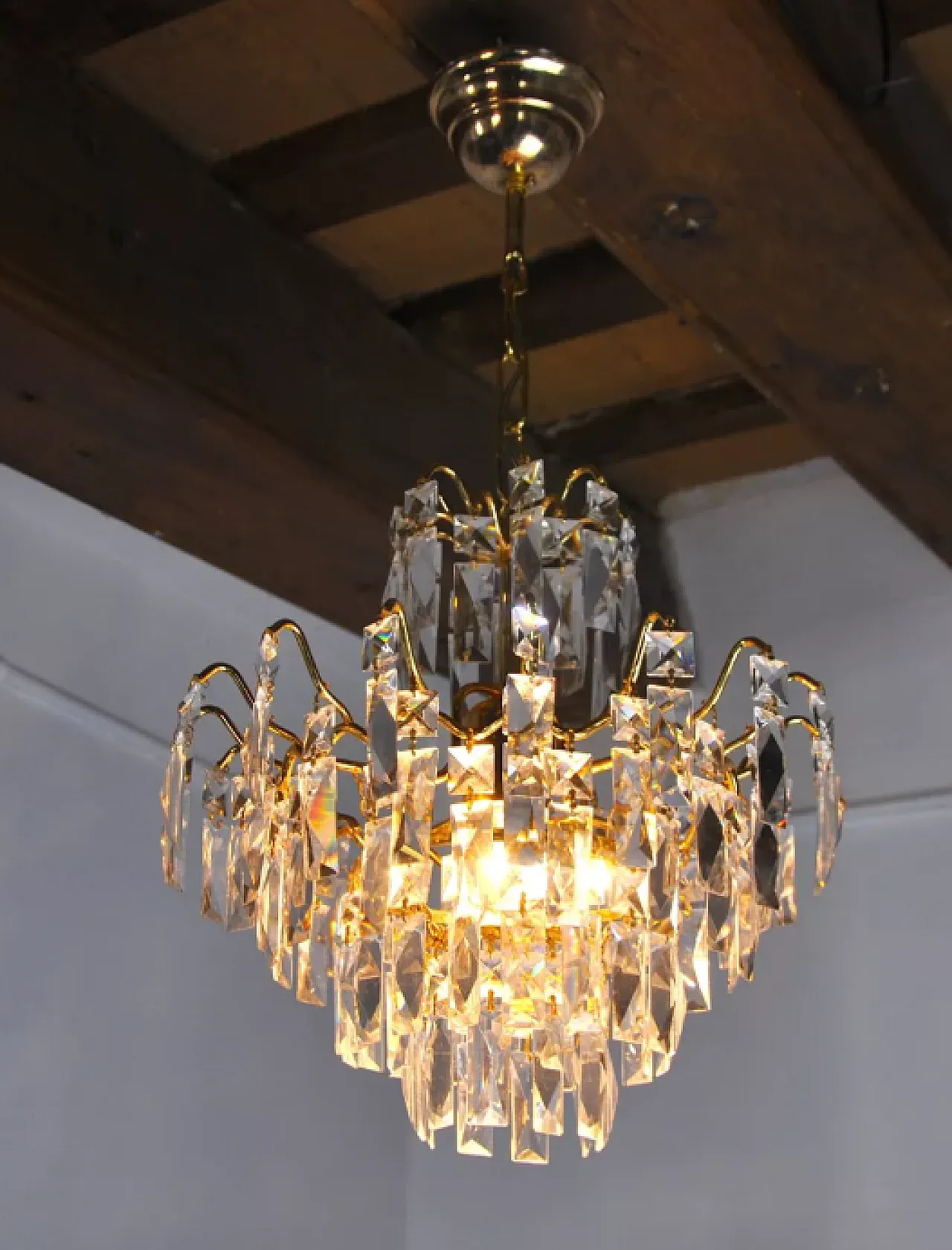 Pair of wall lights with ground crystal, 1980s 5