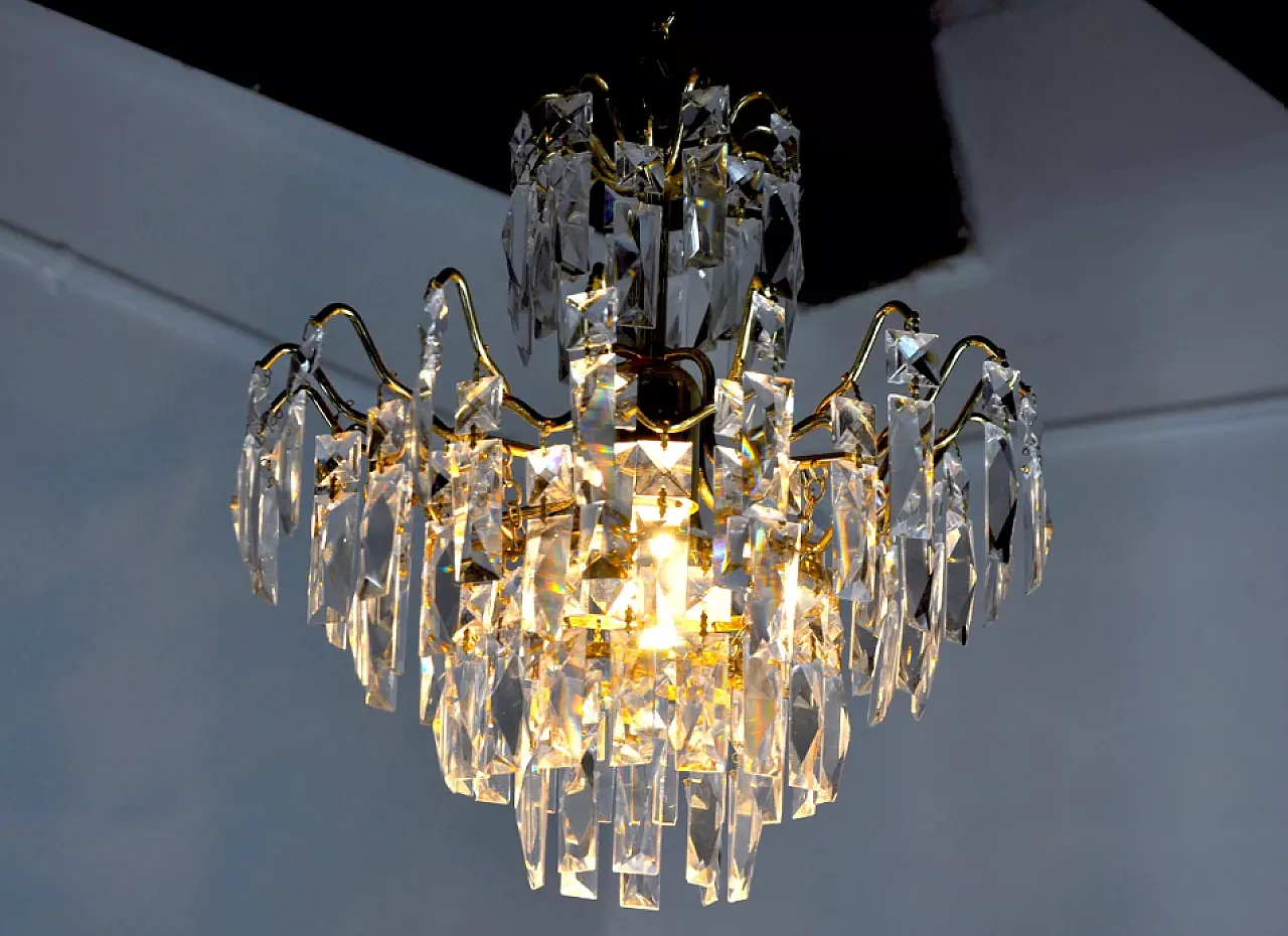 Pair of wall lights with ground crystal, 1980s 6