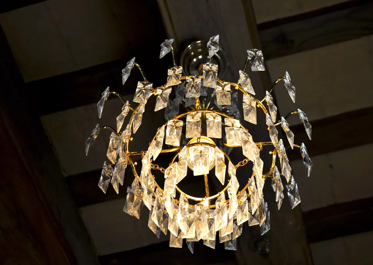 Pair of wall lights with ground crystal, 1980s 7