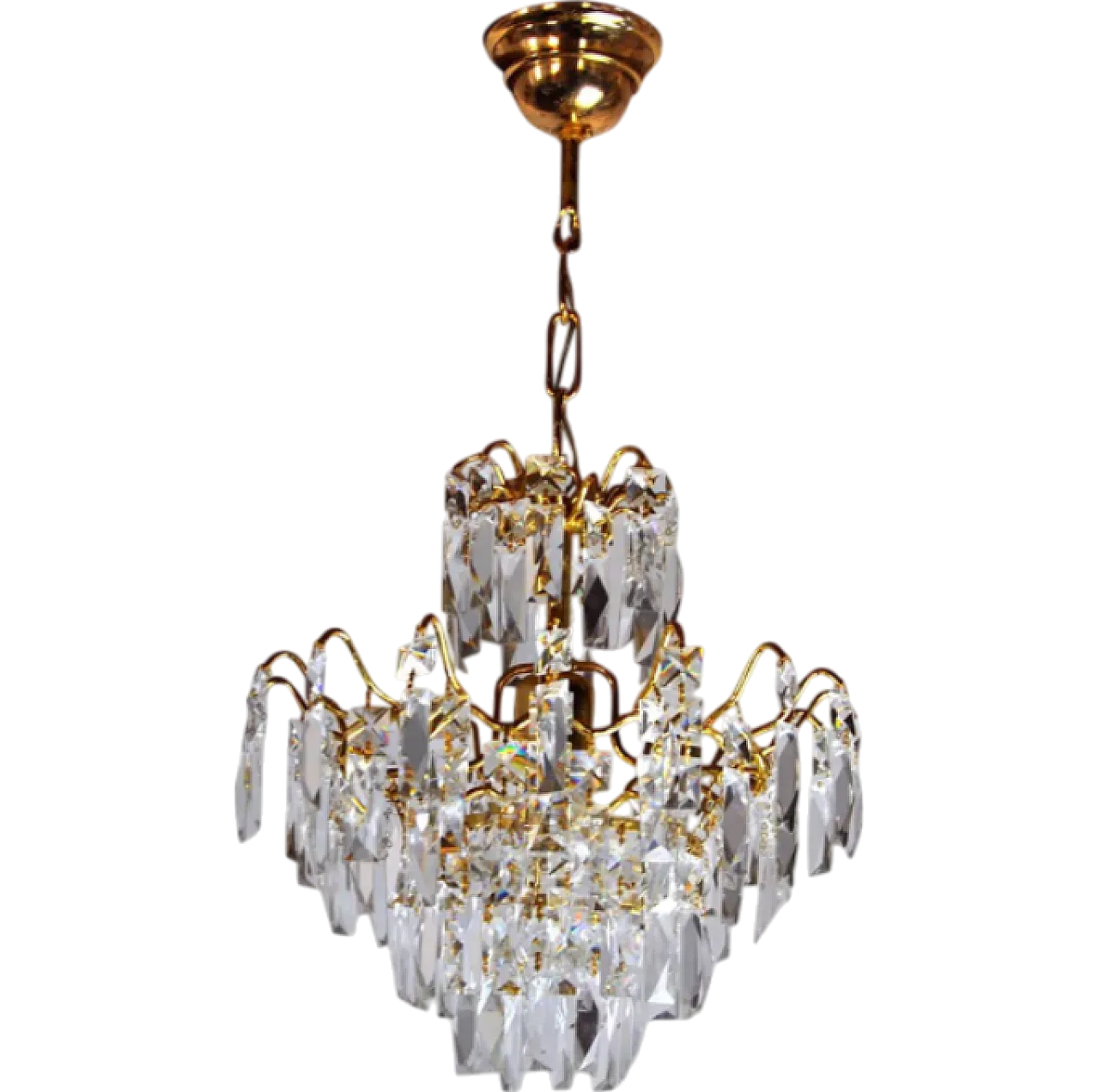 Pair of wall lights with ground crystal, 1980s 8