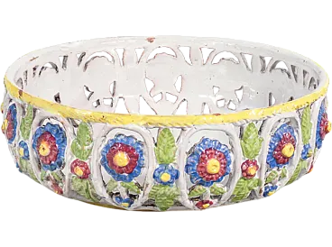 Cesto in maiolica smaltata e dipinta a mano, '800