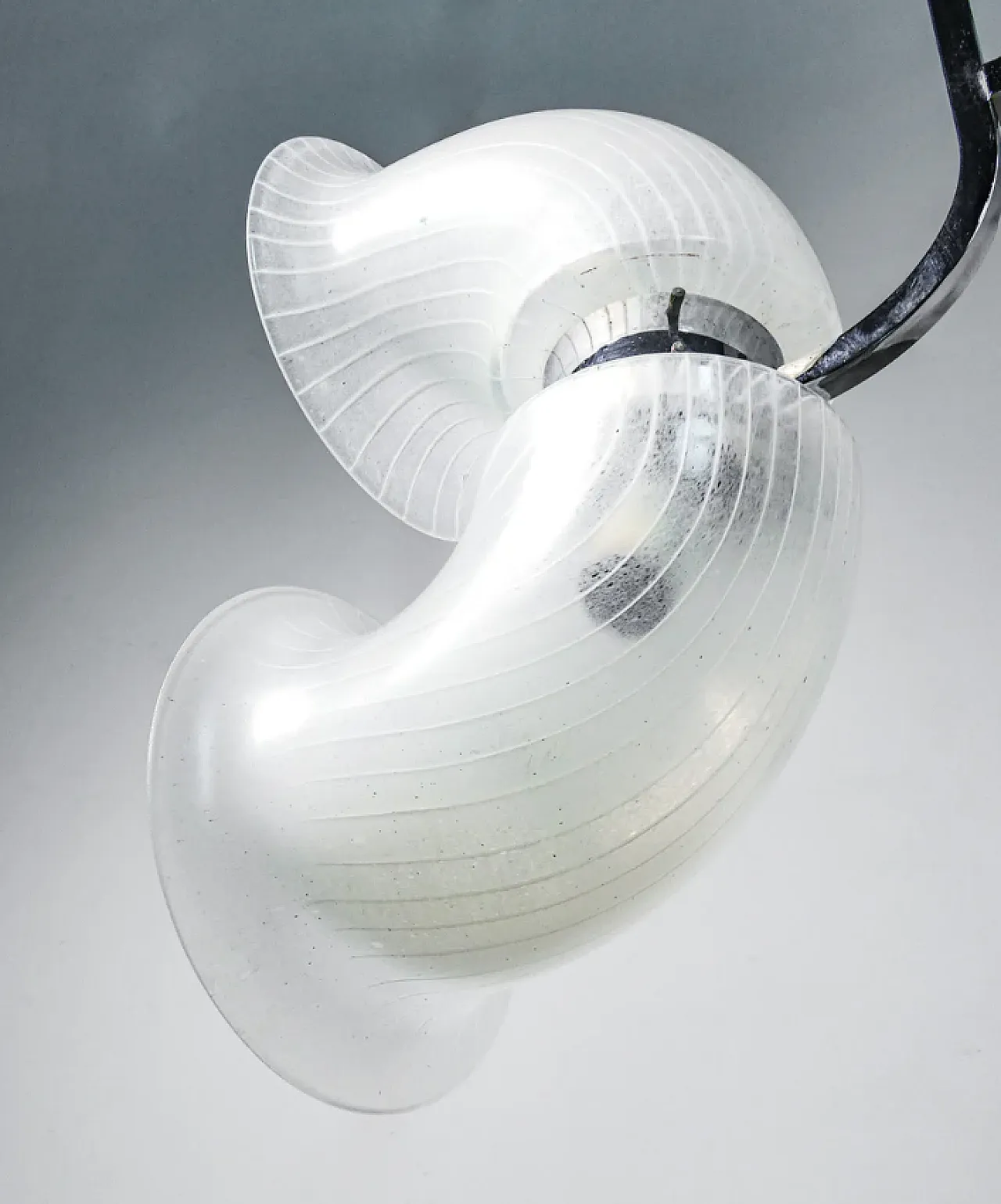 Lampadario in vetro soffiato e metallo cromato di Aldo Nason, anni '70 4